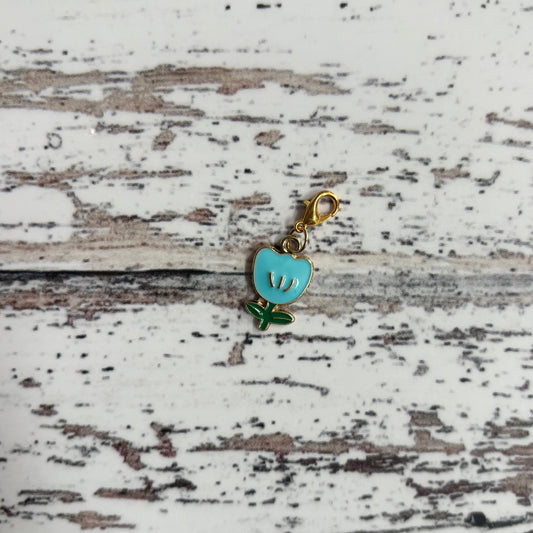 Blue Flower Zipper Charm