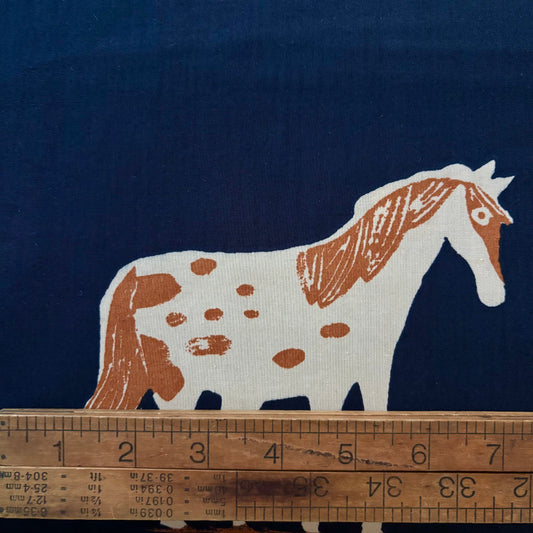 Heather Ross Meadows Quilt Back - Wild Ponies in Ink - 108” wide