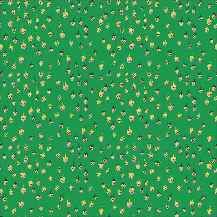 Heather Ross Favorites - Field Strawberries in Jade