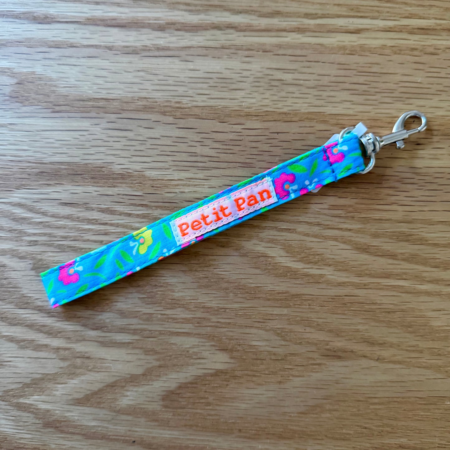 Petit Pan Cyan Blue Petunia Wristlet Keychain