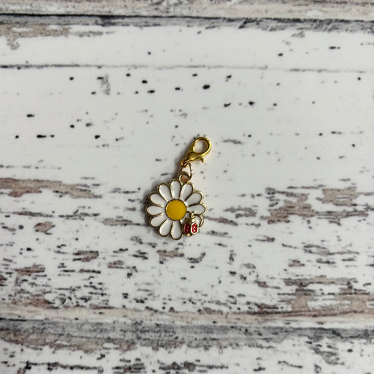 White Flower with Ladybird Zipper Charm