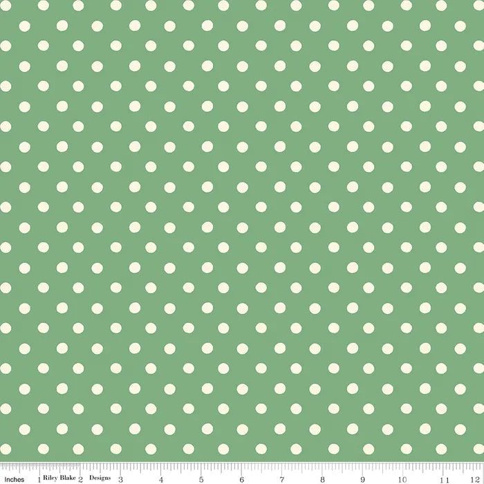 Button Spot in Green - Cath Kidston Signature Collection for Riley Blake