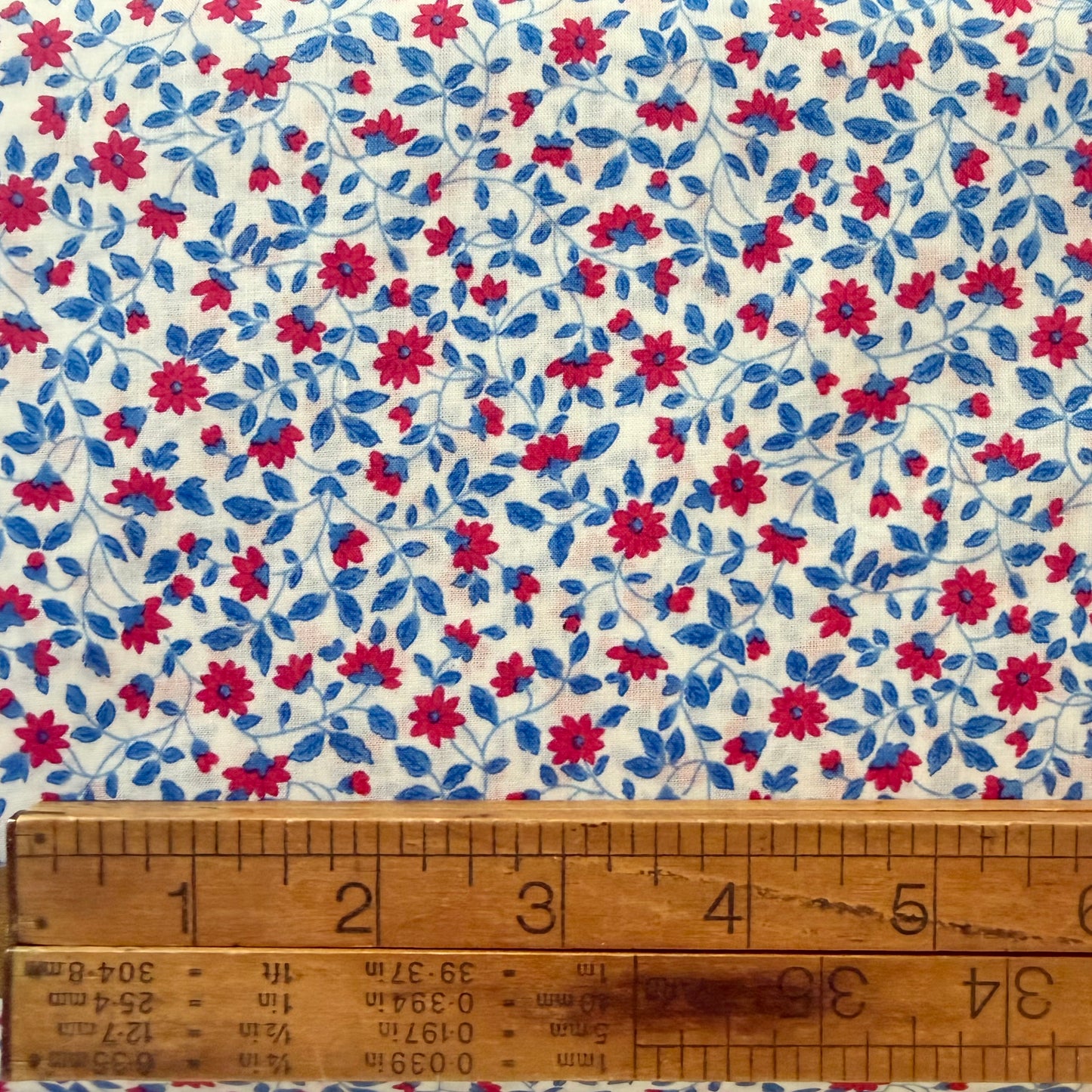 Blue and Red Floral Japanese Lawn