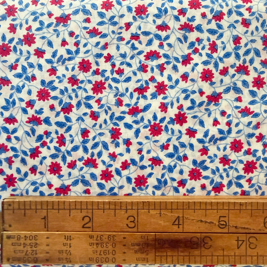 Blue and Red Floral Japanese Lawn
