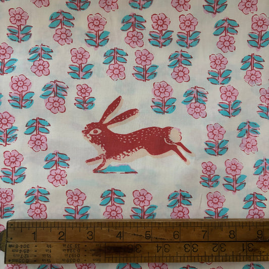 Heather Ross Meadows Quilt Back - Rabbits in Blush - 108” wide
