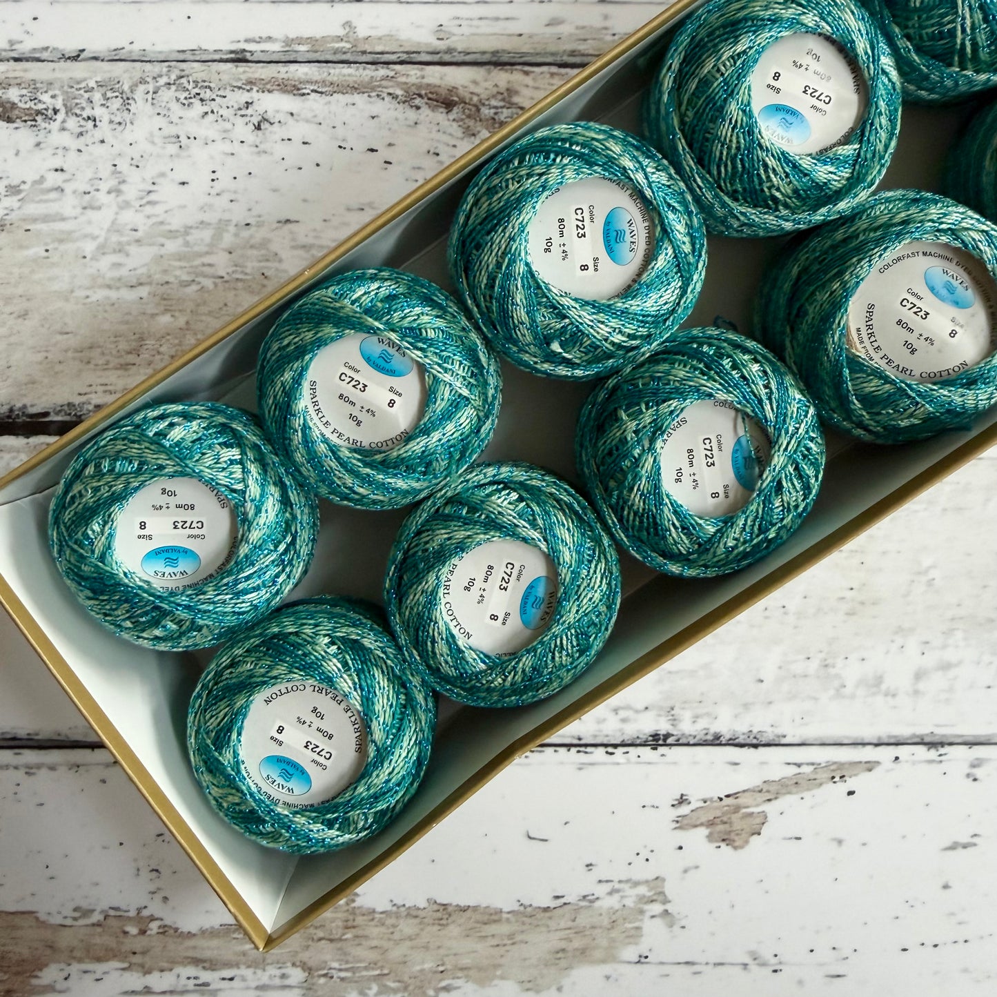 Valdani Sparkle Perle 8 Cotton - Sparkly Jade