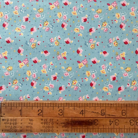 Simple Pleasures Calico Sweet Rose in Aqua - Riley Blake
