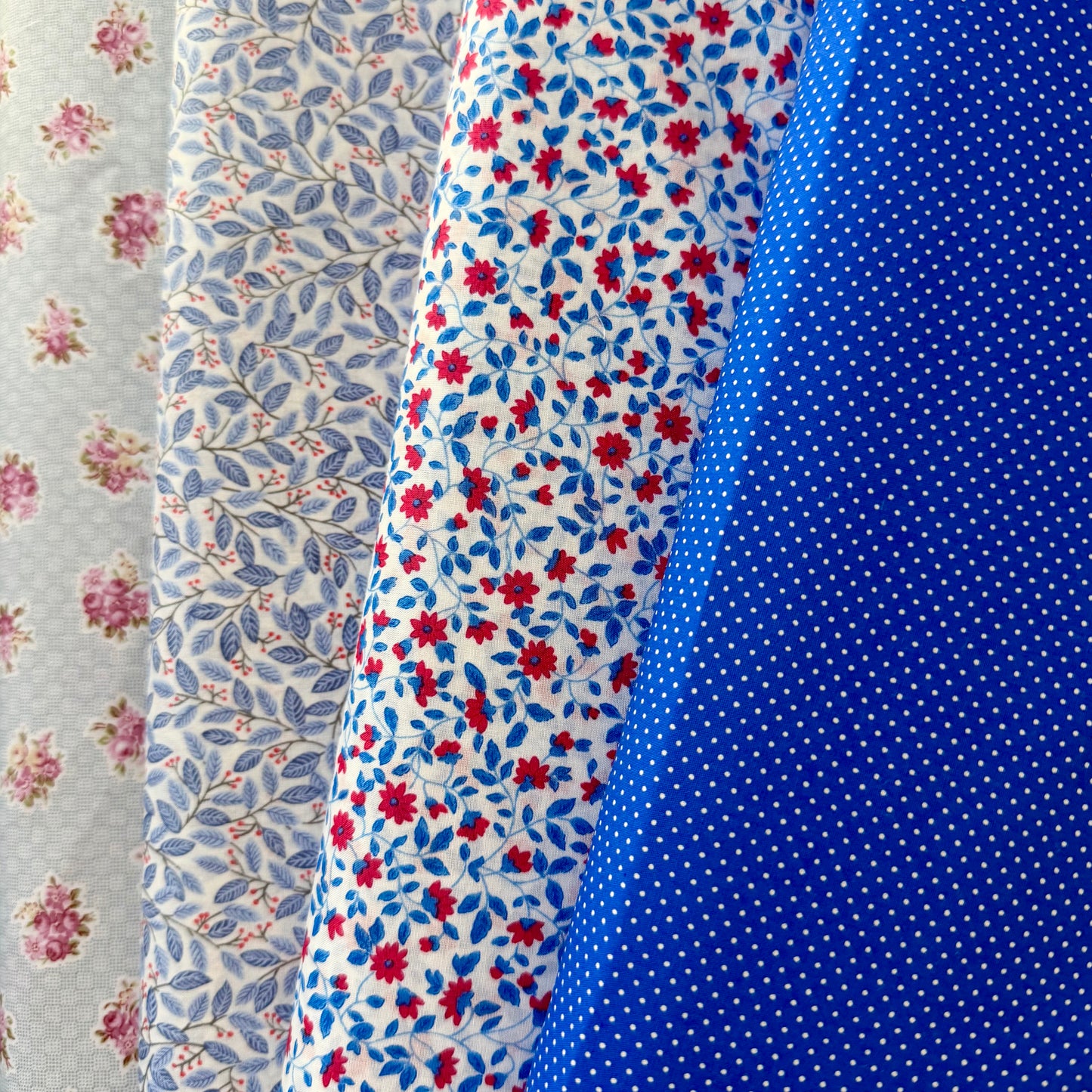 Blue and Red Floral Japanese Lawn