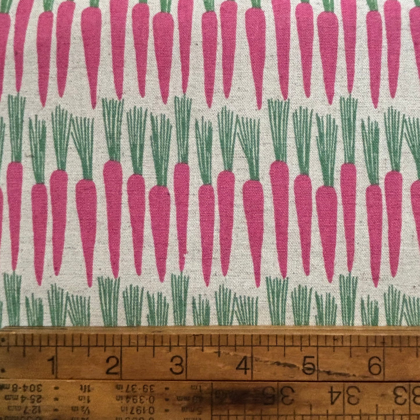 Sevenberry Cotton Linen Printed Canvas - Pink Carrots