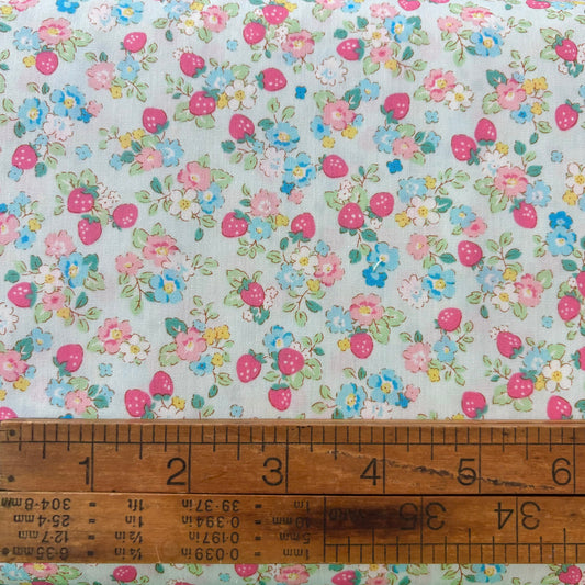 Cosmo Blue Strawberries -100% Cotton Printed Sheeting