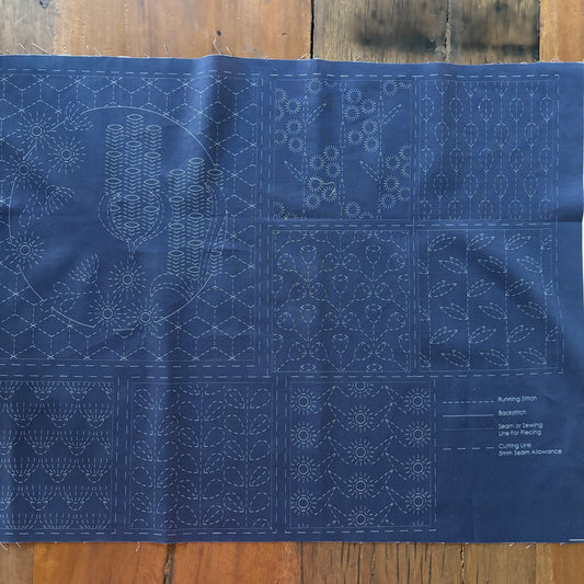 Australian Native Banksia - Sashiko Panel in Indigo