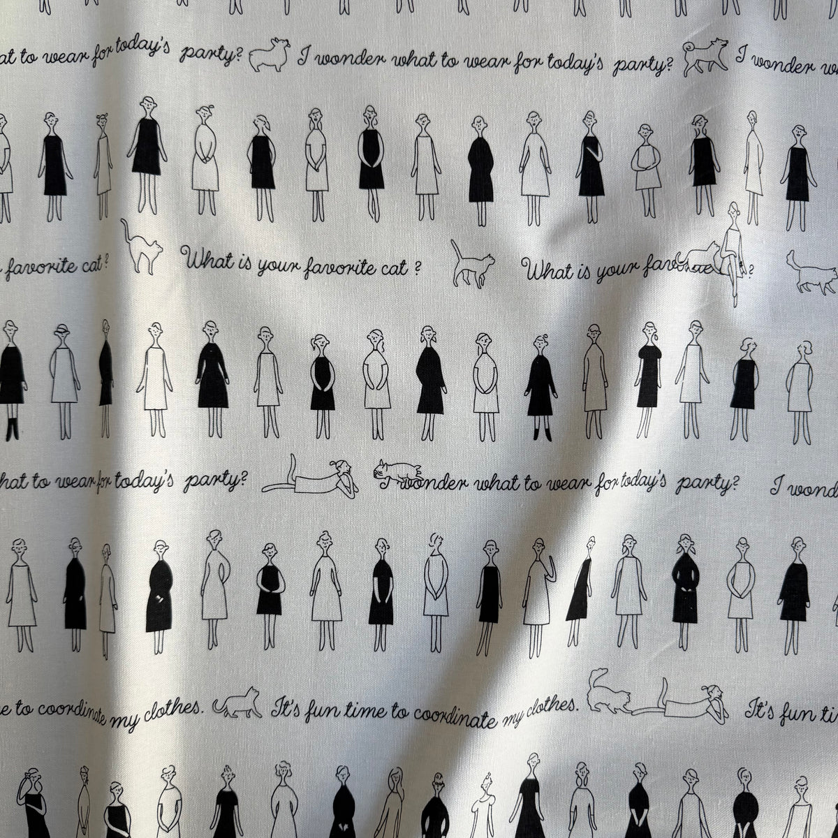 100 Neesan on White - Liecien Cotton / Linen - Fat Quarter