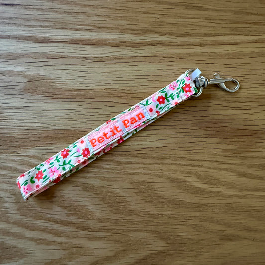 Petit Pan Pink Flower Power Wristlet Keychain