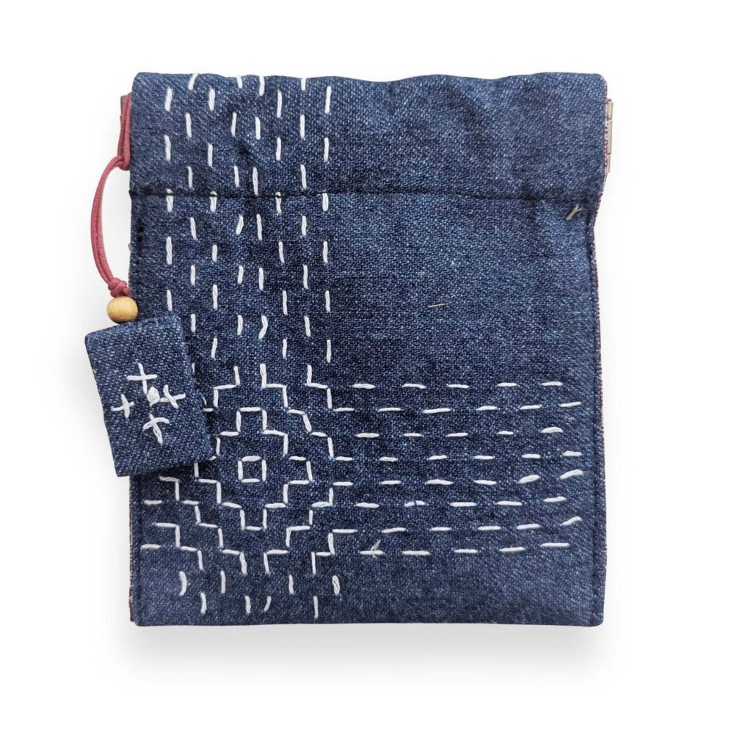 Sashiko Flex Frame Coin Purse B - Okayama Denim
