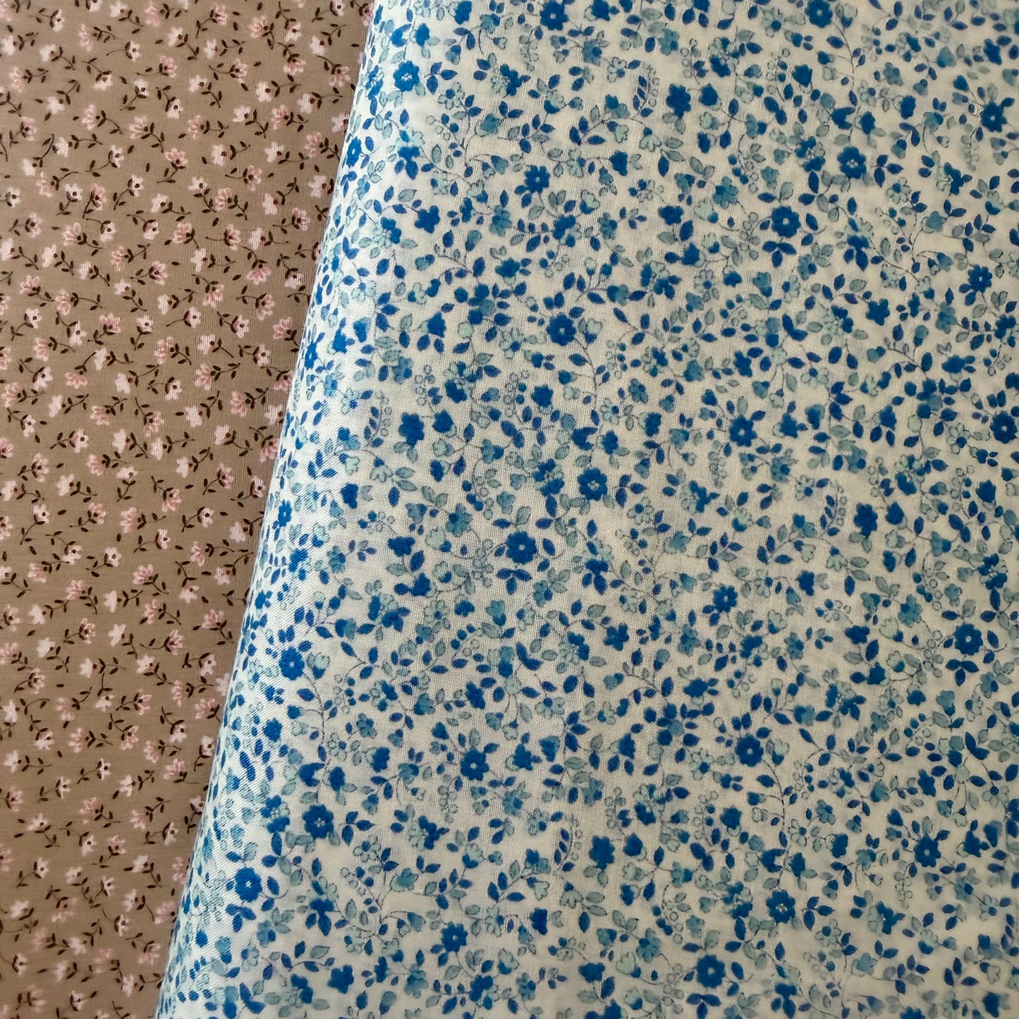 Tiny Floral - Pink on Brown - Japanese Cotton