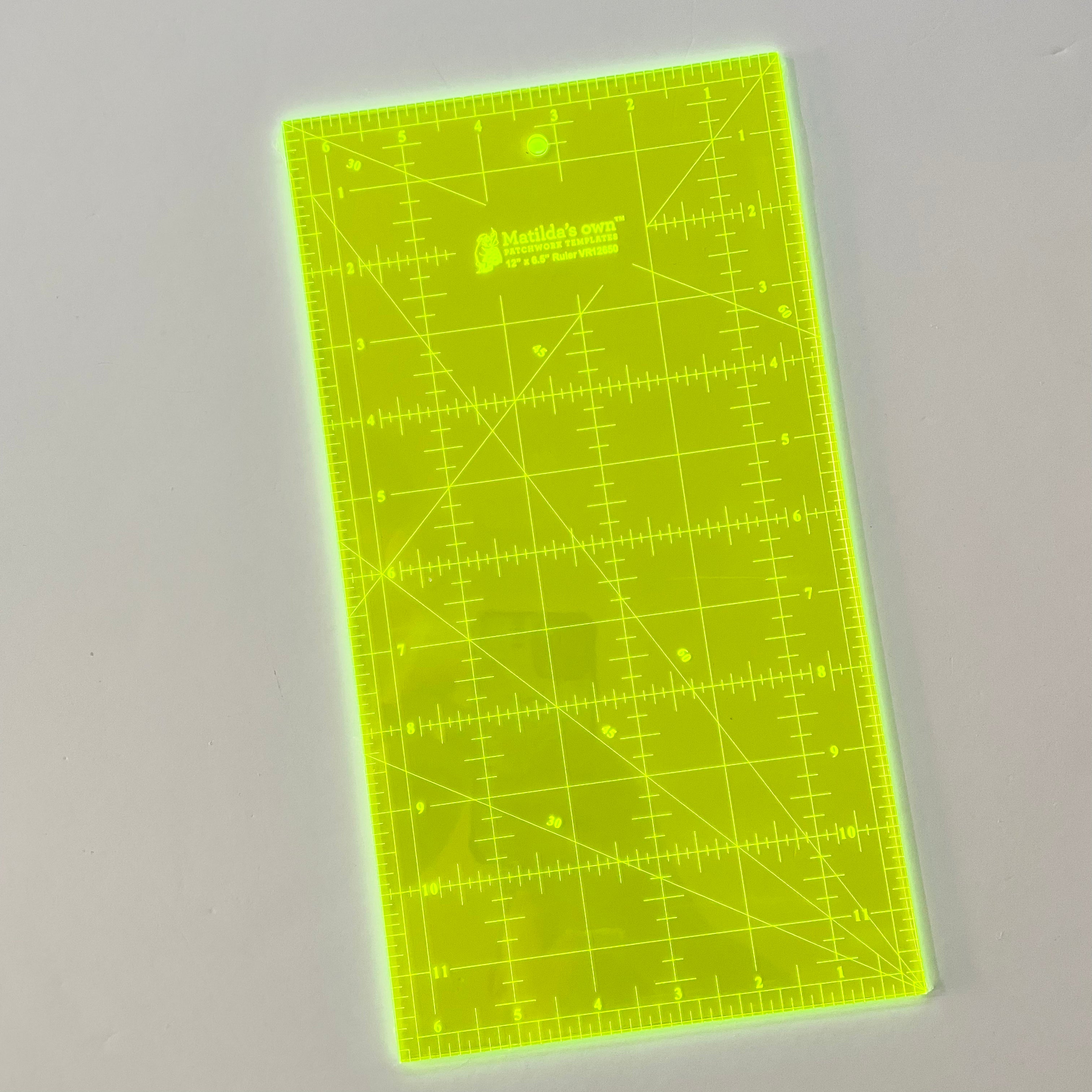 Ow Ruler Matilda’s Own Quilt Ruler - Neon Yellow 6 1/2” x 12” – sew.be curated