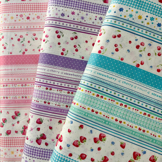 YUWA - Blue Strawberry Cherry Stripe