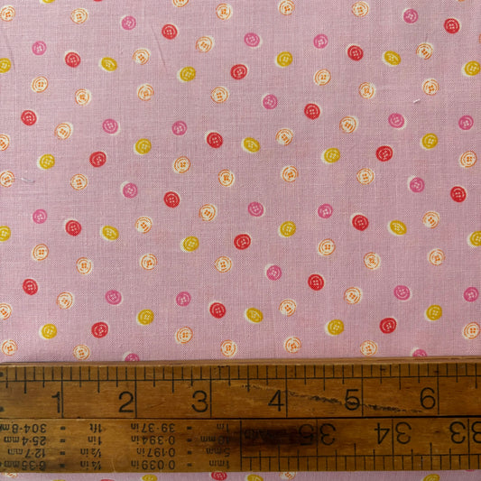 Homey Collection Buttons on Pink - Japanese Cotton Printed Shirting