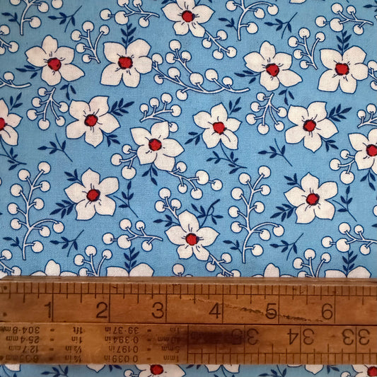 Flowers and Berries in Blue by Whistler Studios for Windham Fabrics