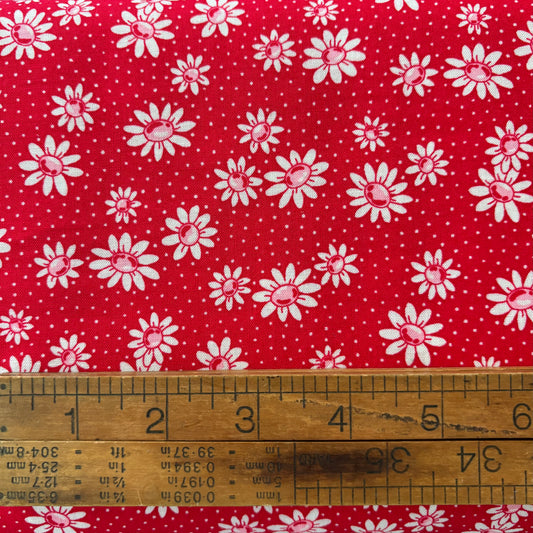 Daisies on Red - Handworks Cotton Printed Shirting