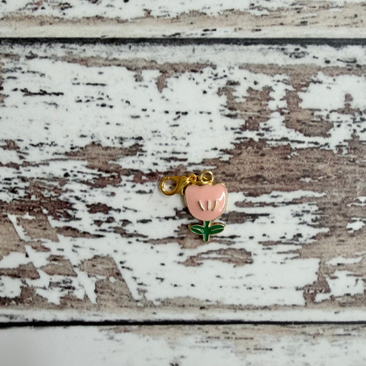Pink Tulip Zipper Charm