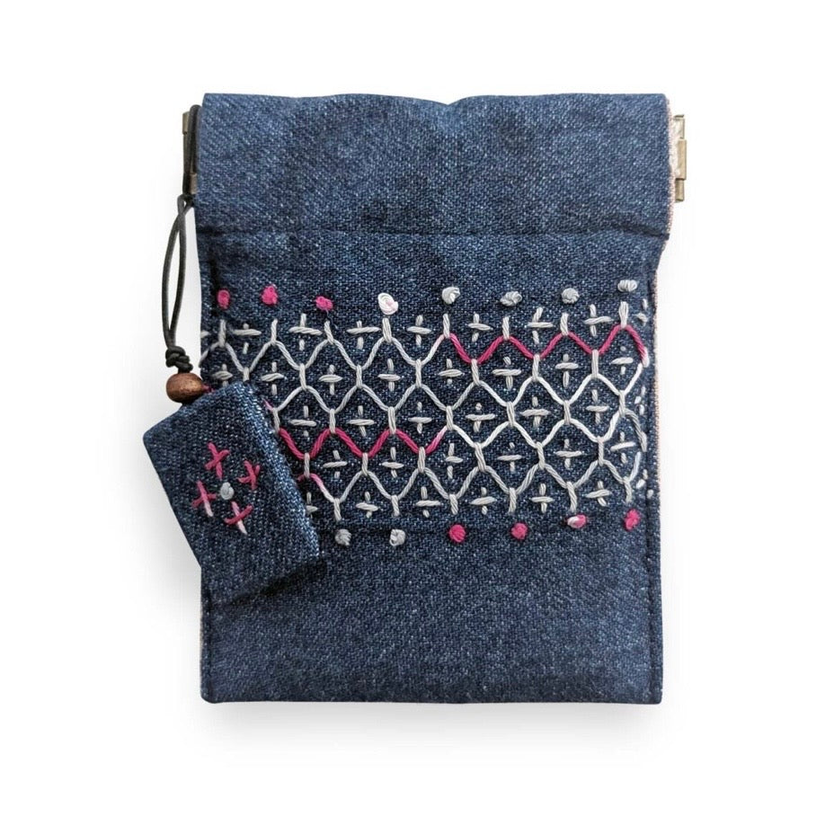 Sashiko Flex Frame Coin Purse A - Okayama Denim