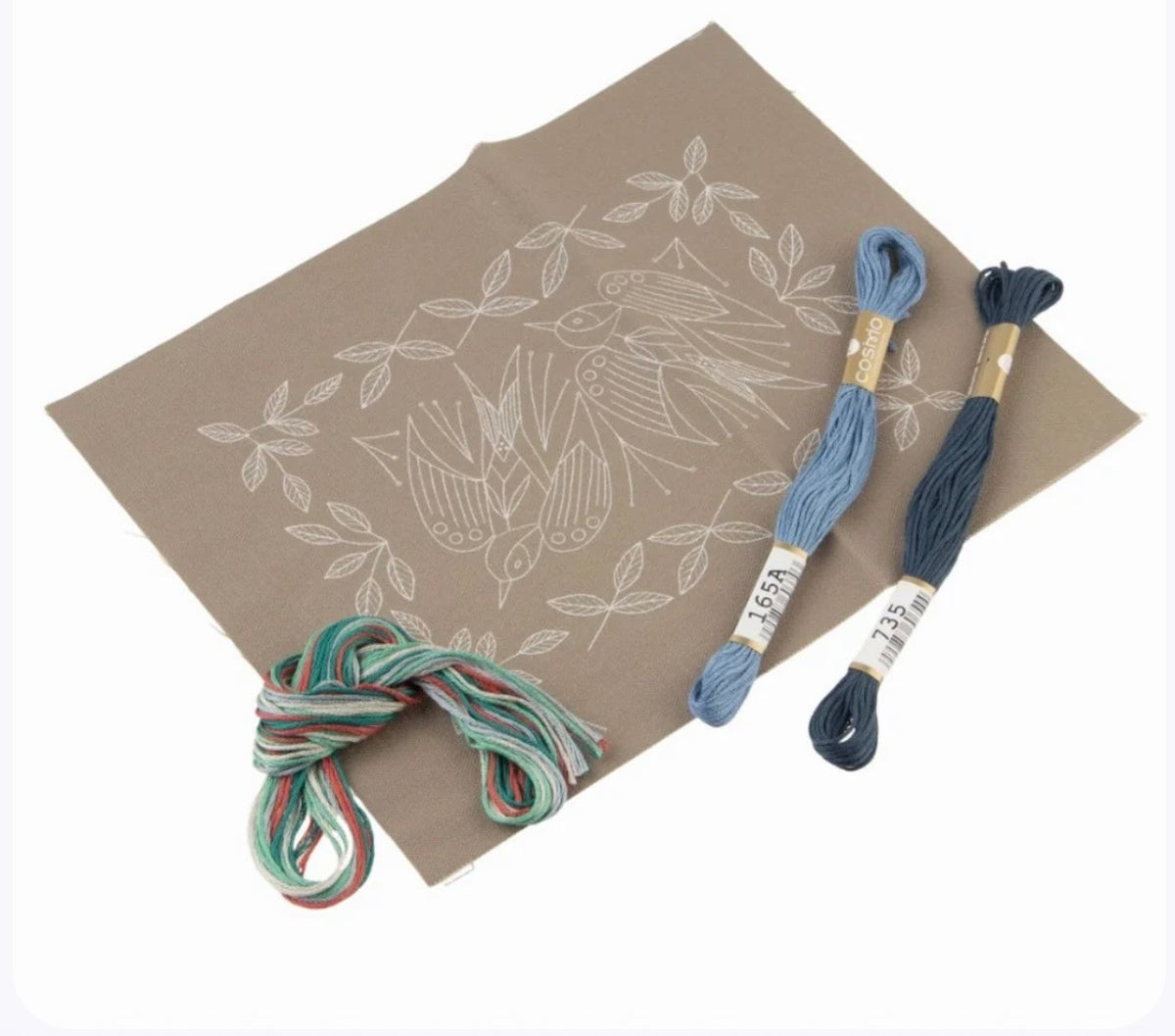 Alice Makabe Swallow Garden Embroidery Kit in Stone Gray