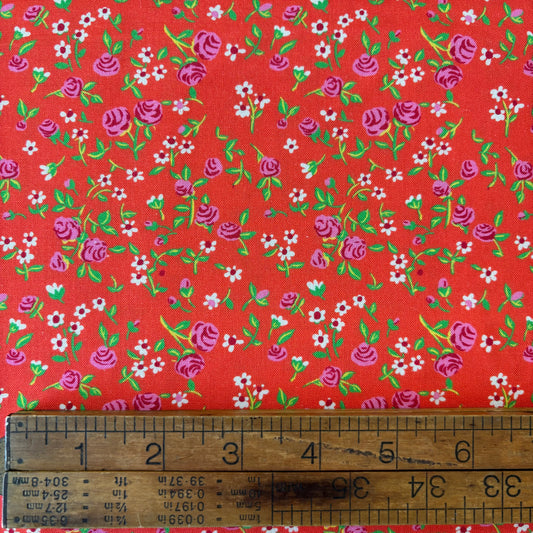 Heather Ross By Hand - Mousy Floral - Tangerine