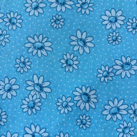 Daisies on Blue - Handworks Cotton Printed Shirting