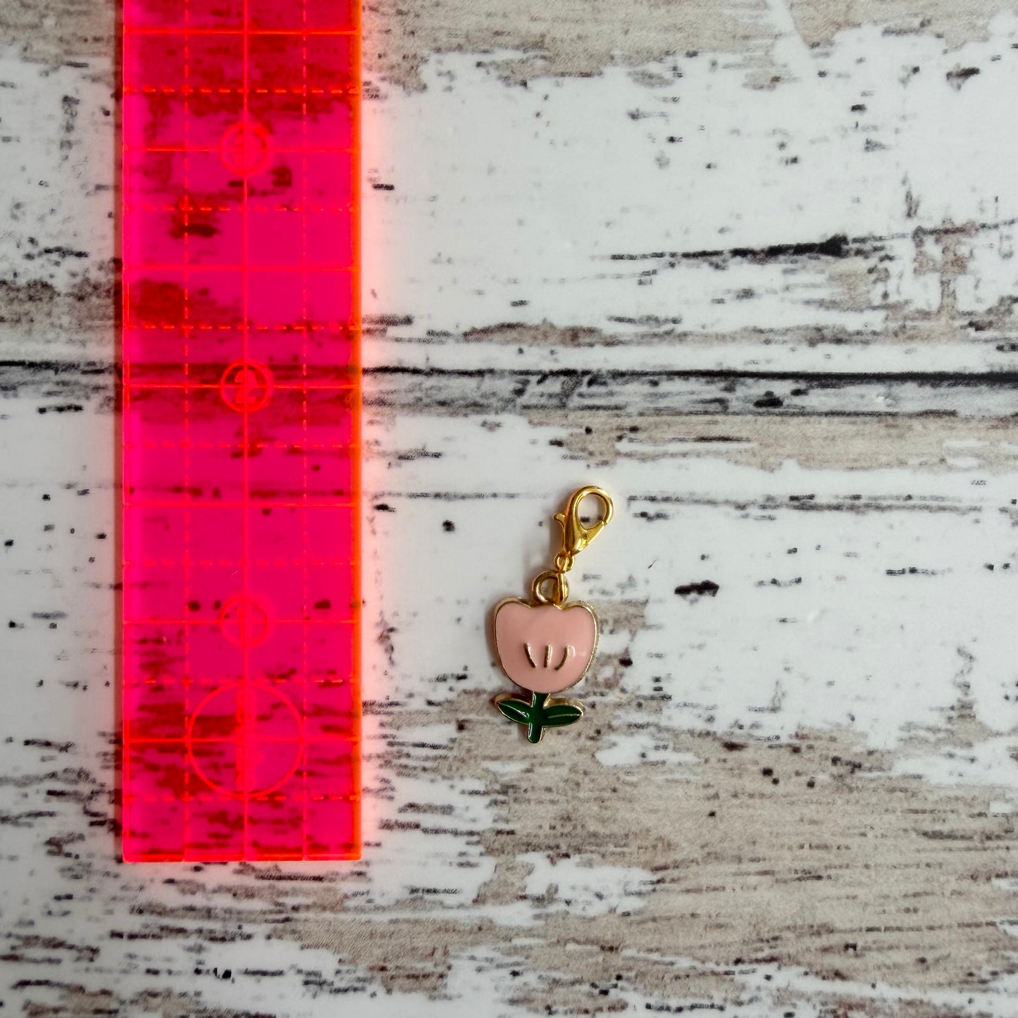 Pink Tulip Zipper Charm
