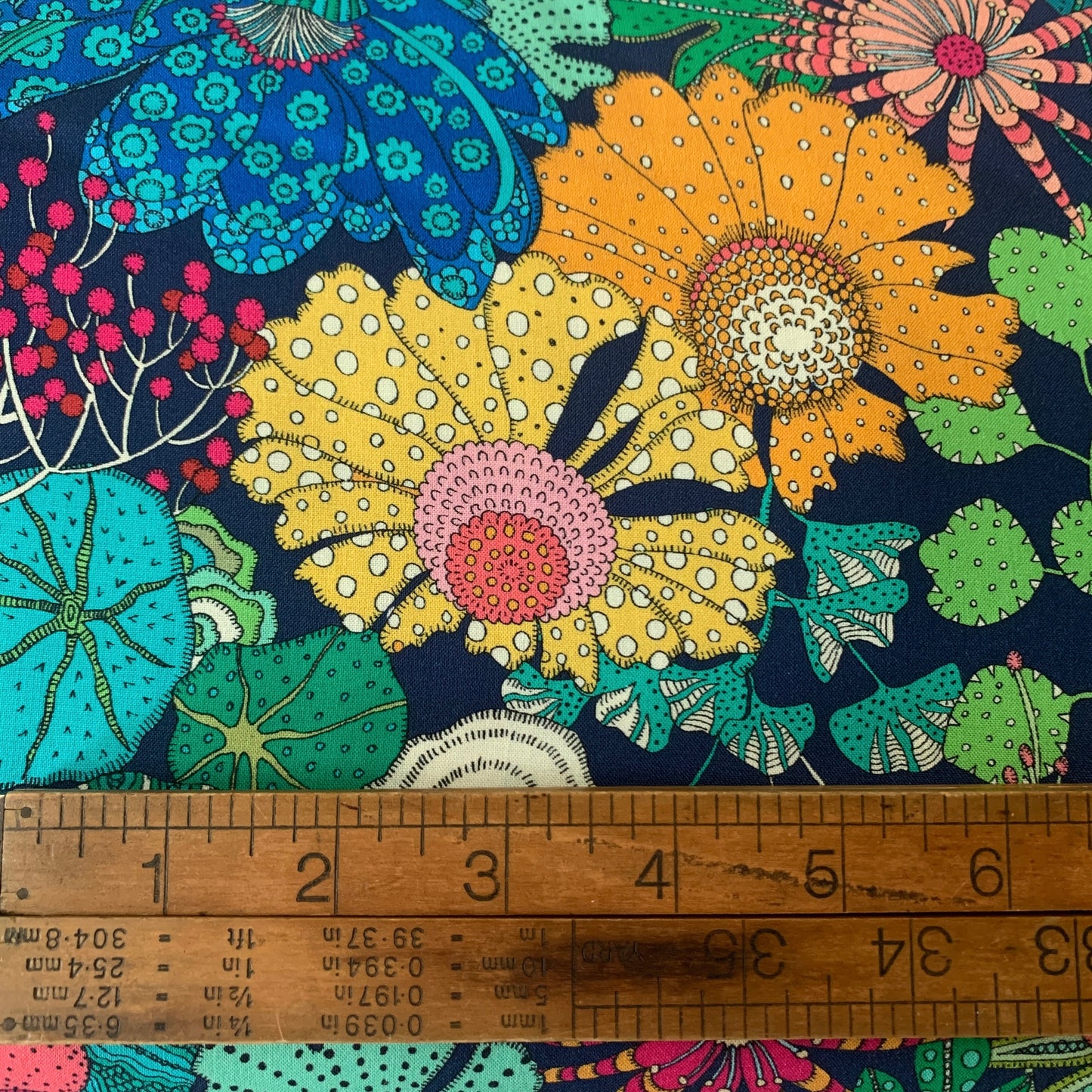 Peony Park in Indigo - Sunshine by Sally Kelly