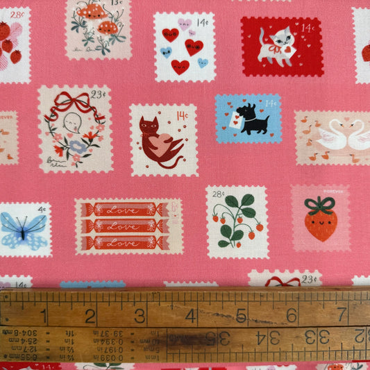 Funny Valentine - Stamps in Coral - Lizzy House for Moda