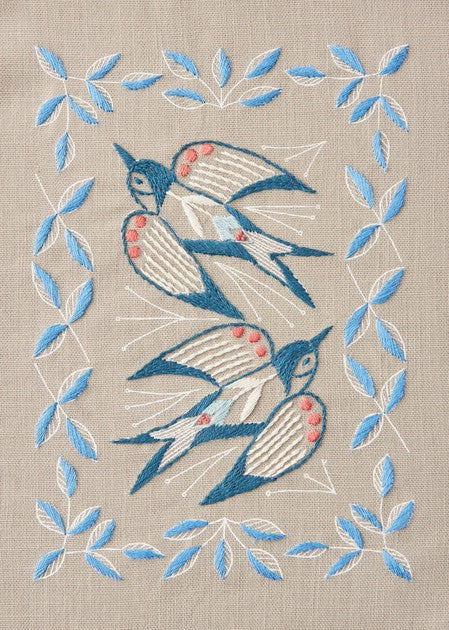 Alice Makabe Swallow Garden Embroidery Kit in Stone Gray