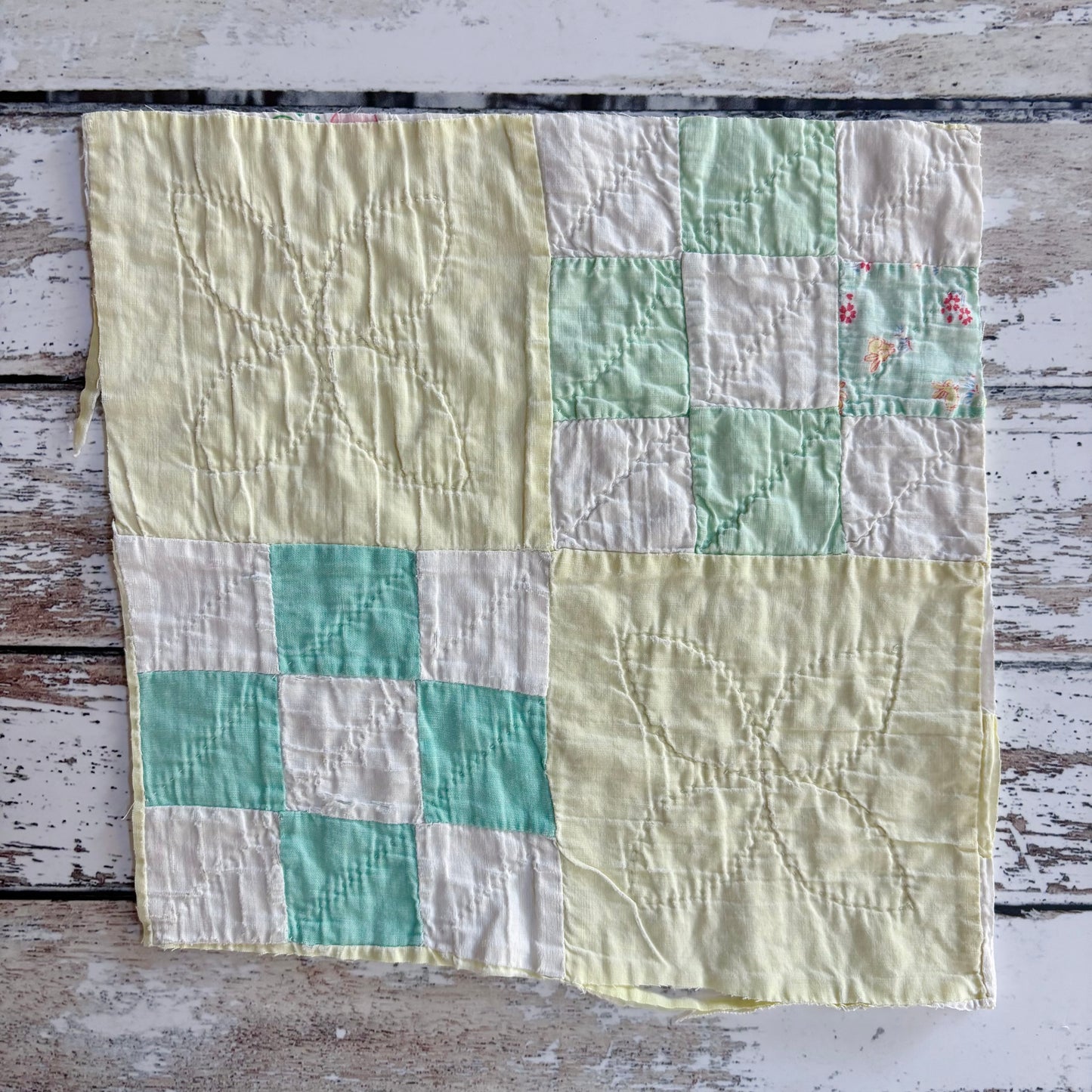 Vintage Quilt Piece (approx 9” x 9”)