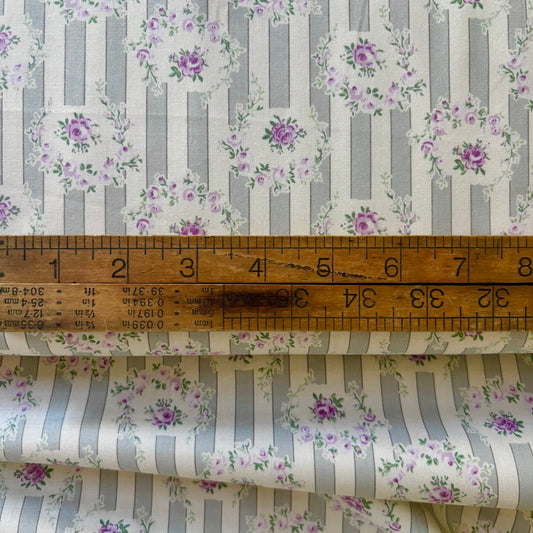 YUWA - Grey Stripe with Pink Roses