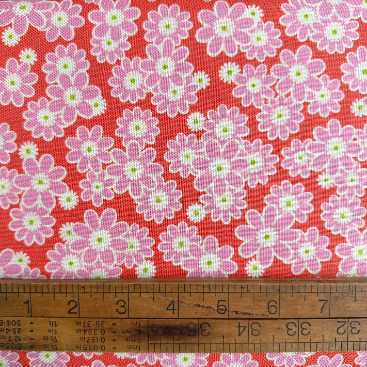 Dear Daisy in Clementine - Daisy Crush by Heather Bailey for Figo Fabrics