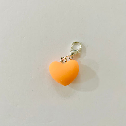 Orange Heart Zipper Charm