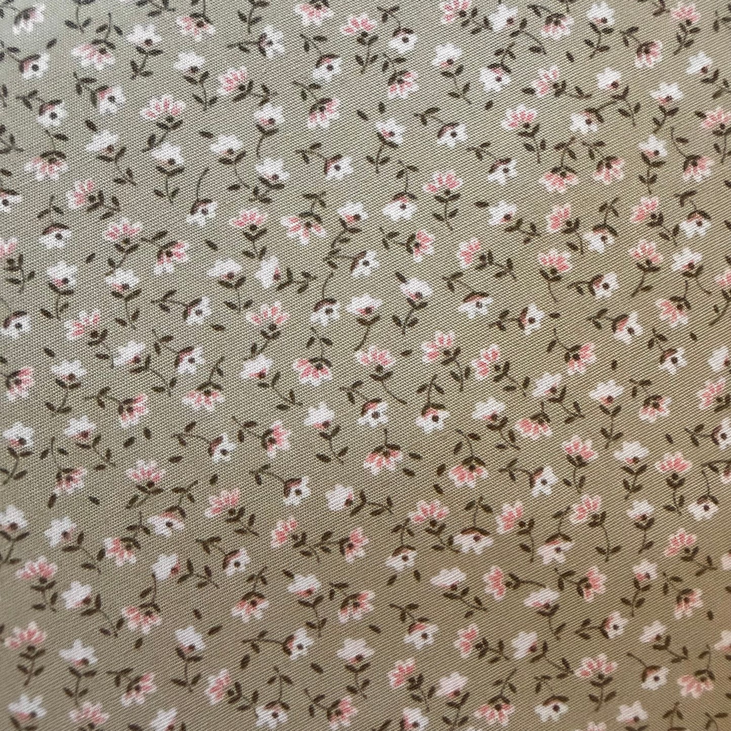 Tiny Floral - Pink on Brown - Japanese Cotton