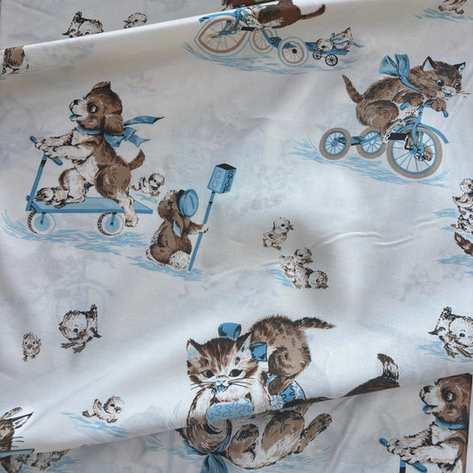 Kei Textiles - Large Scale Blue Kittens, Puppies and Chicks