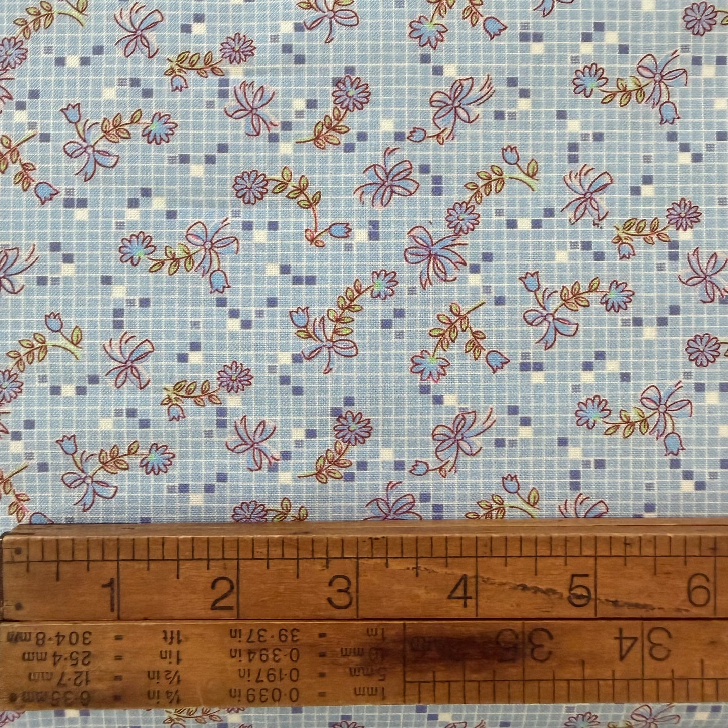 Bows and Sprigs in Blue - Textile Pantry by Junko Matsuda