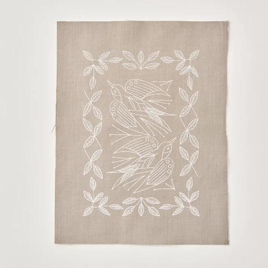 Alice Makabe Swallow Garden Embroidery Kit in Stone Gray