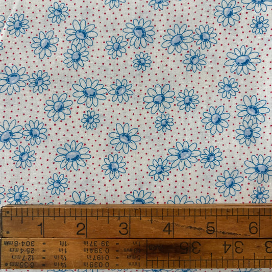 Blue Daisies on White - Handworks Cotton Printed Shirting