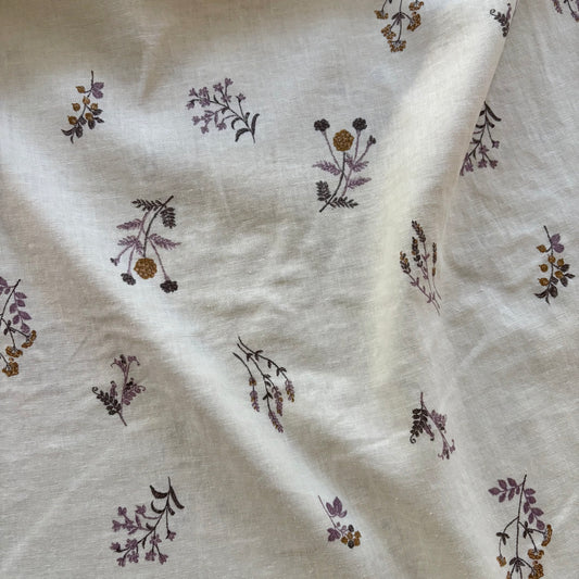 Scattered Floral on Cream - Japanese Cotton / Linen Printed Sheeting