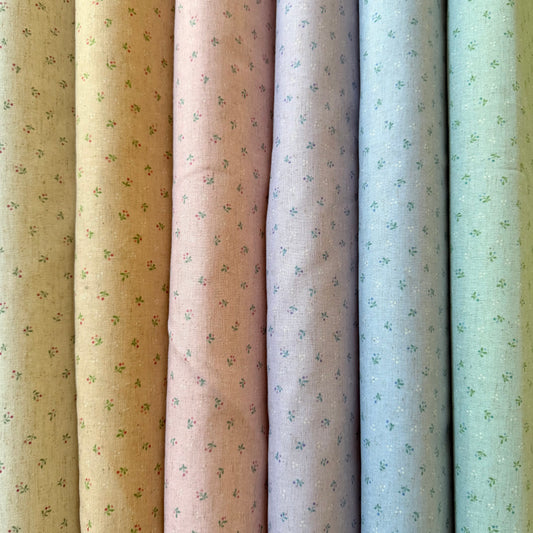 Tiny Floral Aqua - Japanese Cotton / Linen Printed Sheeting