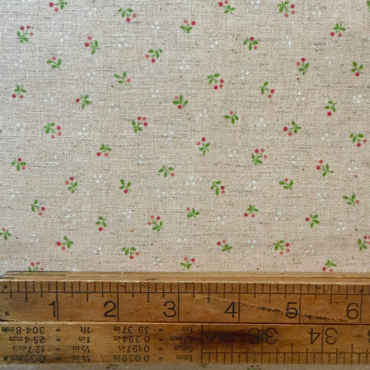 Tiny Floral Tan - Japanese Cotton / Linen Printed Sheeting