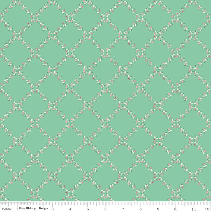 Whimsical Woodland- Lattice in Green - Riley Blake