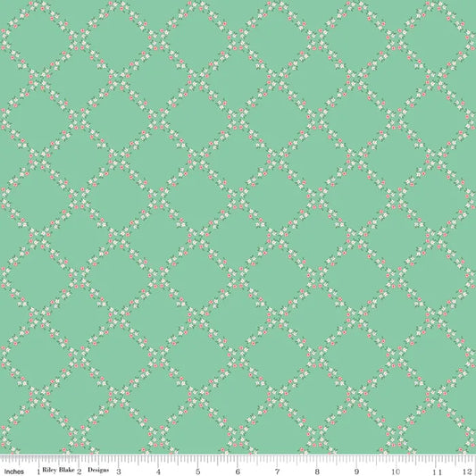 Whimsical Woodland- Lattice in Green - Riley Blake