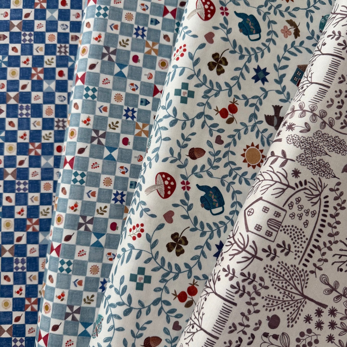 Cosy Home - Little Chequered Cosy Home on Mid Blue