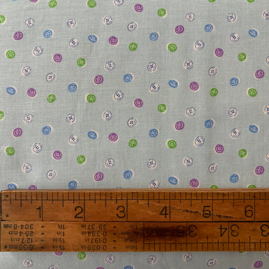 Homey Collection Buttons on Light Blue - Japanese Cotton Printed Shirting