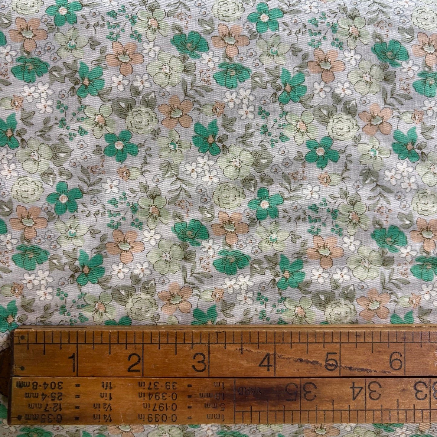 Green Grey Floral - Japanese Cotton Printed Broad Cloth
